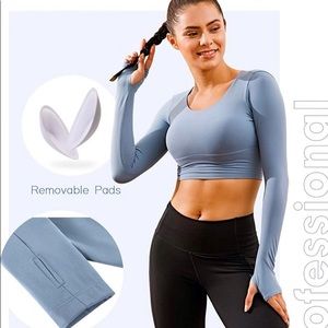 ECUPPER Womens Short Sleeve Sport Crop Top Strappy  Backless Yoga  Fitness Shirt